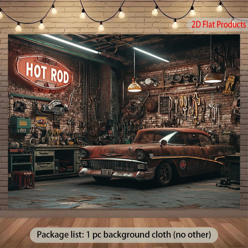Auto Repair Shop Background - 1 خلفية لافتة جراج السيارة العتيقة