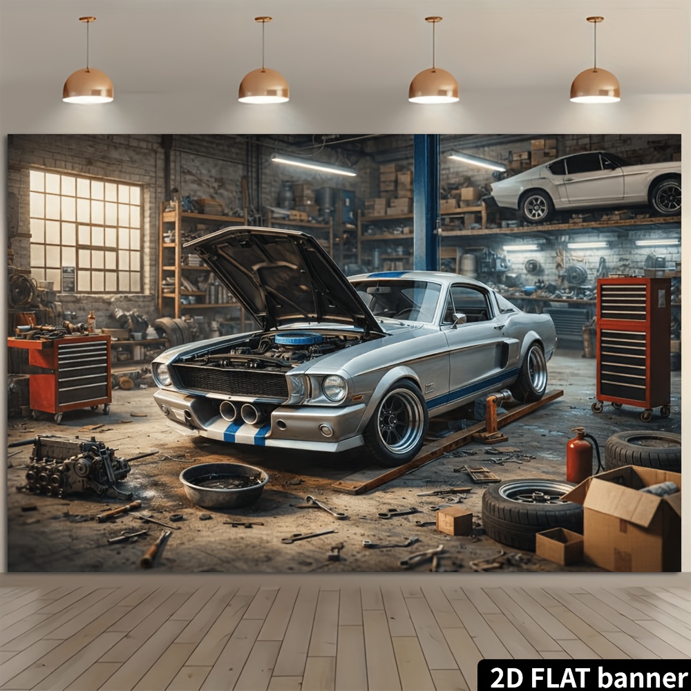 خلفية قماشية بتصميم مخزن سيارا - مراجعة Auto Repair Shop Background وسعره