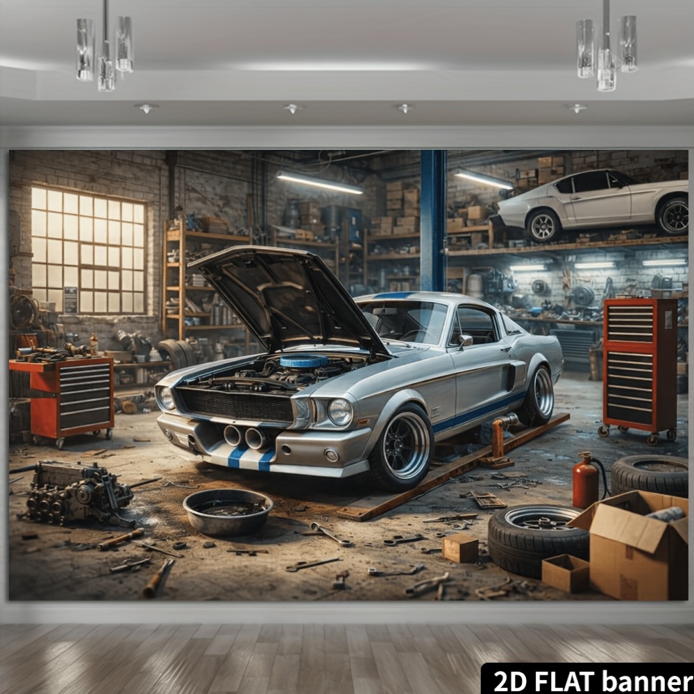 خلفية قماشية بتصميم مخزن سيارا - مراجعة Auto Repair Shop Background وسعره
