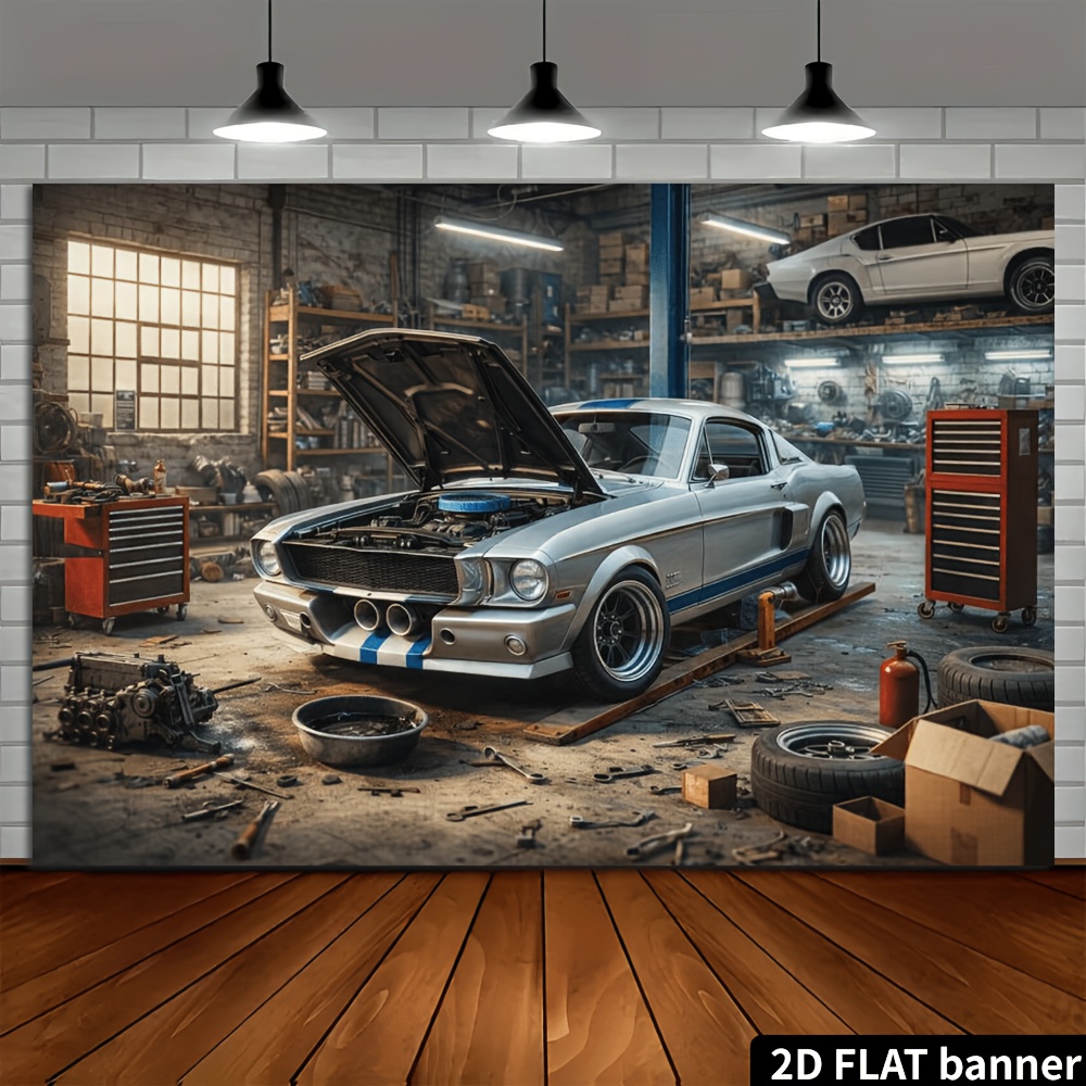 خلفية قماشية بتصميم مخزن سيارا - مراجعة Auto Repair Shop Background وسعره